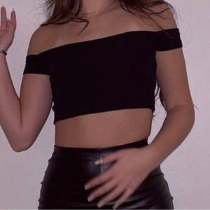 Shein Black Cropped Off the Shoulder Top